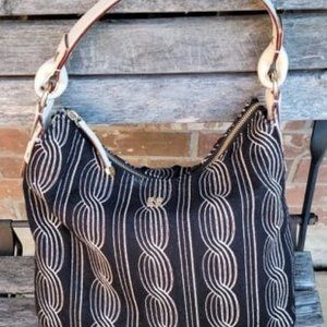 Authenticated VINTAGE kate spade New York Beige & Black Knitted Shoulder Bag